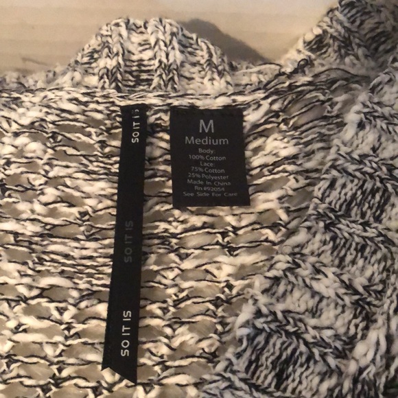 So It Is Open Front Long Cardigan Sweater with Lace Trim - Picture 4 of 4